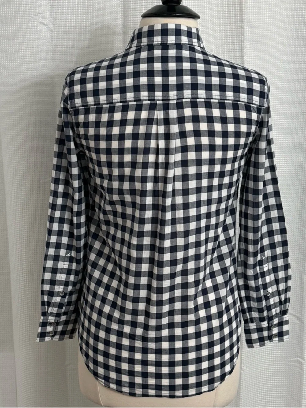 J. Crew Women's Classic-Fit Long Sleeve Blouse, Gingham Check Navy & White, Sz S